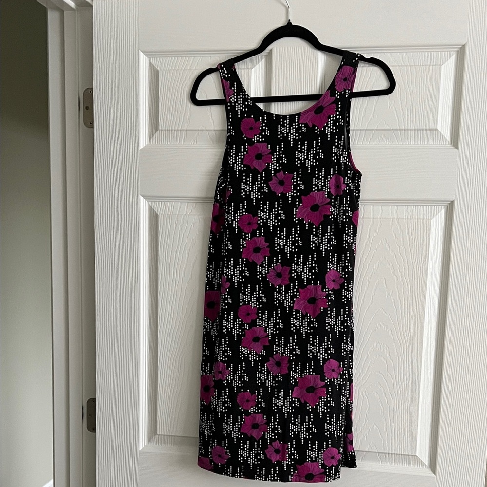 Fighting Eel Floral Black and Purple Sleeveless Dress - Picture 4 of 8